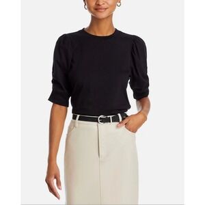 Frame Frankie Top Size M Black Organic Cotton Puff Sleeve Parisian Quiet Luxury